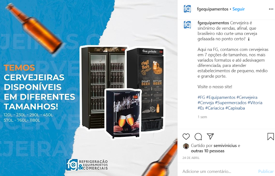 Cervejeiras em instagram para lanchonetes